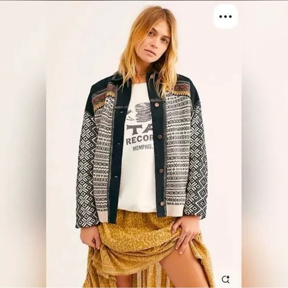 Free People RARE Love Test Knit Sweater Denim Jacket
Shirt Jacket Shacket